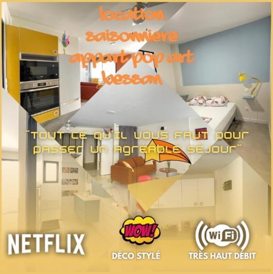 Appart Pop-Art Proche Autoroute, Plages Et Attractions, Wifi - Tv, Deco Stylee, Calme Bessan Exteriör bild
